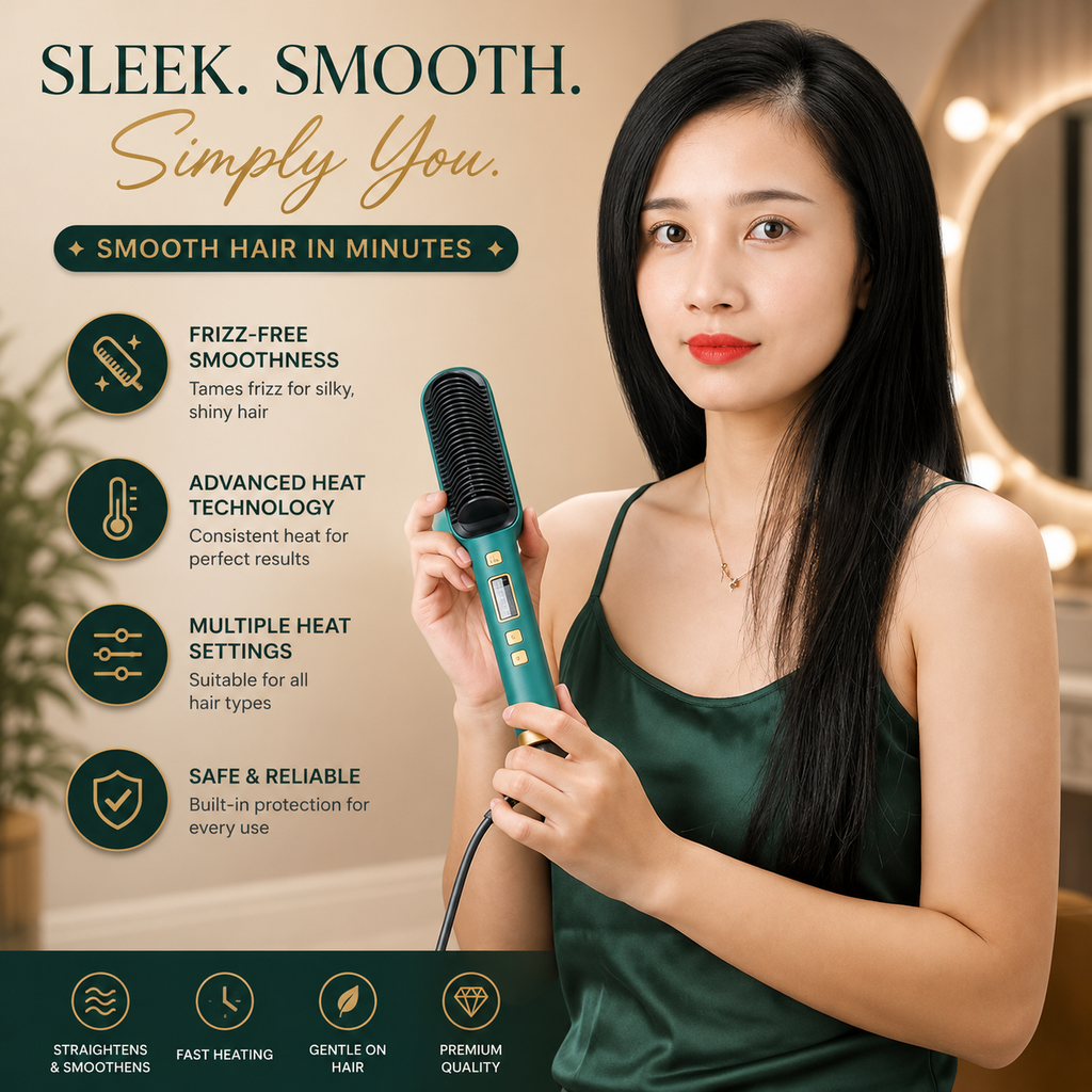 Hair Straightener Comb | Fast Heating Hair Styling Brush