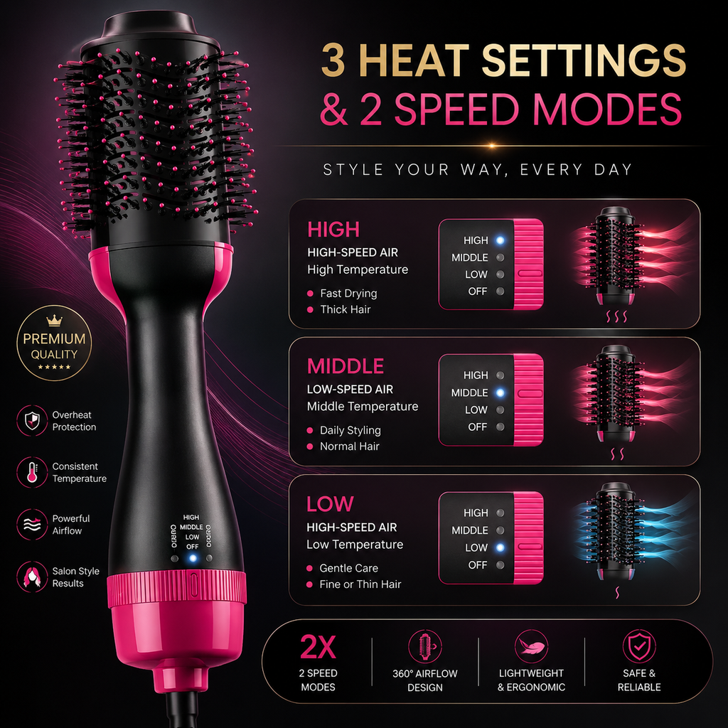 One Step Hot Air Brush – Hair Dryer & Volumizer