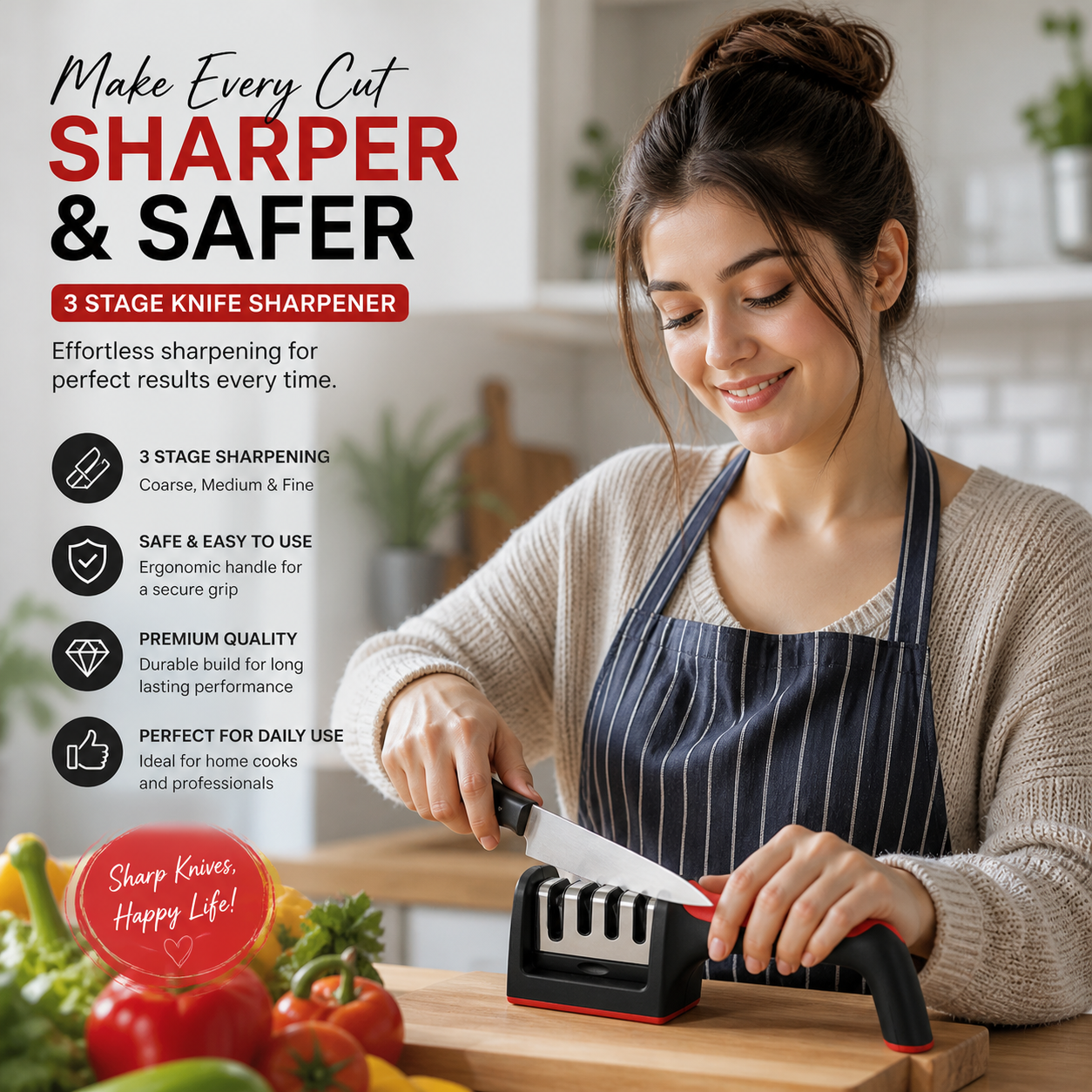 3-Stage Professional Knife Sharpener